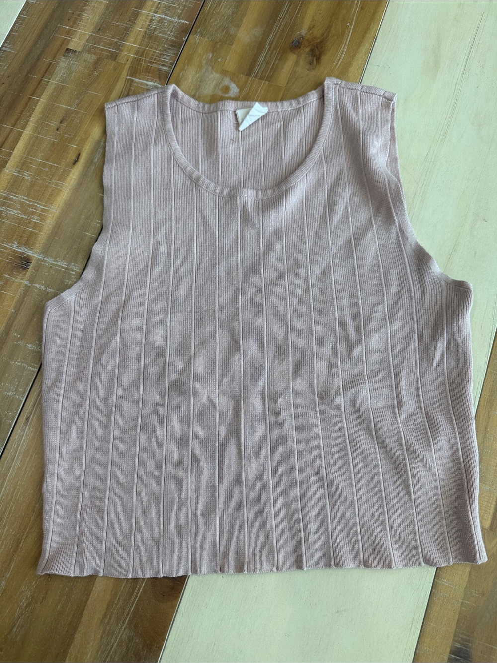 Ribbed Sleeveless Tank Top in Dusty Rose